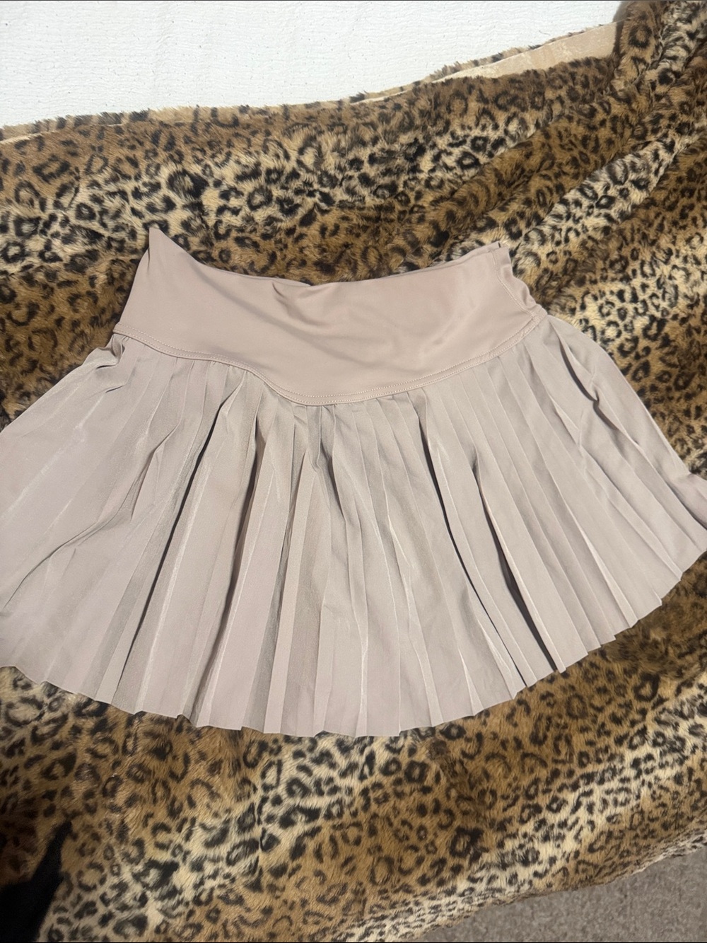 Fashion Nova tan Pleated Circle Skirt